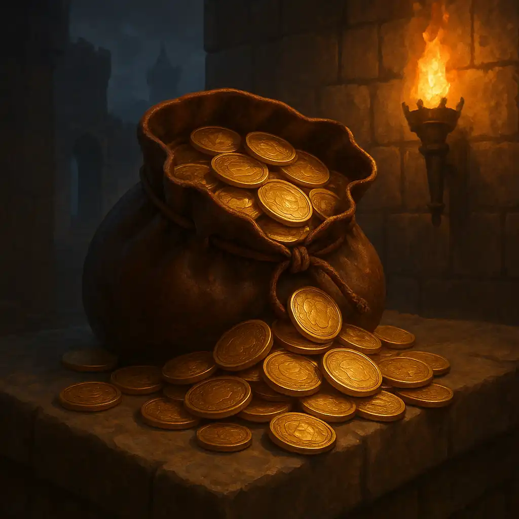 Bronze coin pouch representing a casino deposit